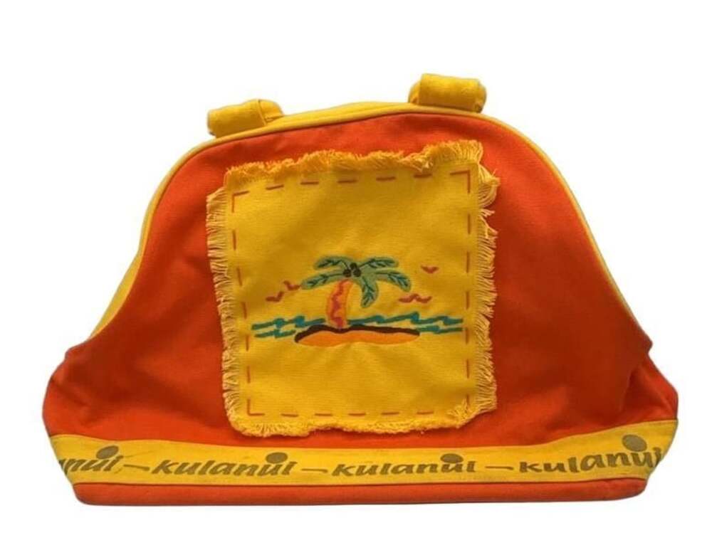 Kulanui of Hawaii Orange and Yellow Canvas Tropical Beach Bag Tote